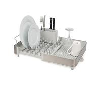Joseph Joseph Extend Steel Expandable Dish Drainer Rack With Removable Cutlery Holder Swivel Draining Spout, Stainless Steel