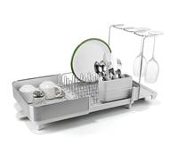 Joseph Joseph Extend Steel Plus Extendable Dish Rack Steel, Small to Large Dish Drainer with Wine Glass Holder & Drain Spout