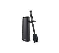 Joseph Joseph Flex 360, Advanced Smart Toilet Brush and Storage Holder Set with anti-drip, anti-clog, triple-action replaceable brush head, Matt Black