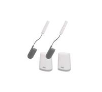 Joseph Joseph Flex Lite - 2-Pack Silicone Toilet Brush with slimline holder set, flexible anti-drip, anti-clog deep clean head, White/Grey, Small