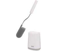 Joseph Joseph Flex Lite - Silicone Toilet Brush with slimline holder set, flexible anti-drip, anti-clog deep clean head, Grey/White, Small