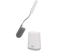 Joseph Joseph Flex Lite - Silicone Toilet Brush with slimline holder set, flexible anti-drip, anti-clog deep clean head, Grey/White, Small