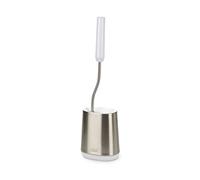 Joseph Joseph Flex Lite - Silicone Toilet Brush with slimline holder set, flexible anti-drip, anti-clog deep clean head, Stainless Steel, Small