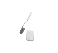 Joseph Joseph Flex Lite - Silicone Toilet Brush with slimline holder set, flexible anti-drip, anti-clog deep clean head, Grey/White, Small