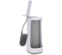Joseph Joseph Flex Plus - Smart Hygienic Silicone Toilet Brush with Storage Bay Caddy, flexible, anti-drip, anti-clog deep clean head - Large, White/
