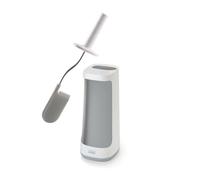 Joseph Joseph Flex Plus - Smart Hygienic Silicone Toilet Brush with Storage Bay Caddy, flexible, anti-drip, anti-clog deep clean head - Large, White/Grey