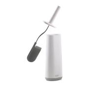 Joseph Joseph Flex - Smart Hygienic Silicone Toilet Brush with Holder Set, flexible anti-drip, anti-clog deep clean head - White/Grey