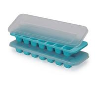 Joseph Joseph Flow - Easy-fill Ice-cube Tray with Lid, Stackable, Large 14 cube capacity (2-pack), Blue