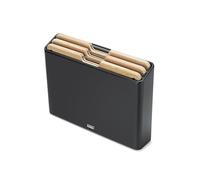 Joseph Joseph Folio 3-Piece Premium Bamboo Chopping Board Set, Slimline Stainless Steel Case for Organised Kitchen Storage, Black