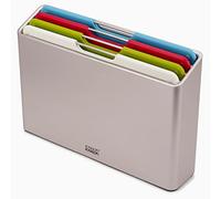 Joseph Joseph Folio 4-Piece Colour Coded Chopping Board Set, Slimline case for organised Storage, Regular - Silver