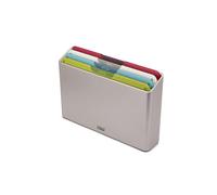 Joseph Joseph Folio 4-Piece Multi Colour coded Cutting Board Set Slimline case for organized Kitchen storage Silver