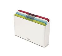 Joseph Joseph Folio Icon, 4-Piece Colour Coded Chopping Board Set, Slimline Case for Organised Kitchen Storage - Regular, White
