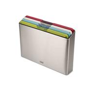 Joseph Joseph Folio Icon Steel 4-Piece Colour coded Chopping Board Set, Slimline Case for Organised Kitchen Storage, Large, Stainless Steel