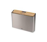 Joseph Joseph Folio Premium 3-Piece Cutting Board Set, Slimline Case for Organized Kitchen Storage, Large, Stainless Steel and Bamboo