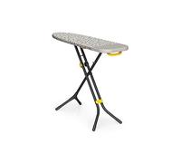 Joseph Joseph Glide Plus Ironing Board 130 x 38cm with Compact Adjustable Legs and Integrated Heat Resistant Steam Iron Rest, Printed Anti-drip super absorbent Cotton cover, Ecru Scatter