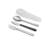 Joseph Joseph GoEat - On the Go Stainless-Steel Travel Cutlery Set for 1, Reusable Knife, Fork and Spoon Set with case for Lunch Box, Camping, Outdoor, Grey