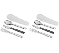 Joseph Joseph GoEat - On The Go Stainless-Steel Travel Cutlery Set for 1, Reusable Knife, Fork and Spoon Set with case for Lunch Box, Camping, Outdoor (Pack of 2)