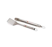 Joseph Joseph GrillOut 2-piece Stainless Steel BBQ Utensil Set, Turner & Tongs, Retractable Handle, Hanging Loops