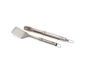 Joseph Joseph GrillOut 2-Piece Stainless Steel BBQ Utensil Set, Turner & Tongs, Retractable Handle, Hanging Loops