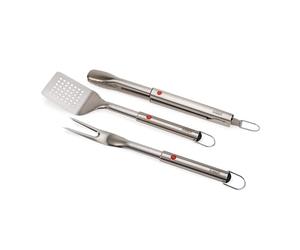 Joseph Joseph GrillOut 3-Piece Stainless Steel BBQ Utensil Set, Turner, Tongs & Fork, Retractable Handle, Hanging Loops