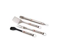 Joseph Joseph GrillOut 4-Piece Stainless Steel BBQ Utensil Set with Storage Case, Brush, Tongs, Turner & Fork, Retractable Handle, Hanging Loops