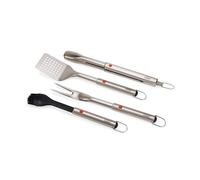 Joseph Joseph GrillOut 4-Piece Stainless Steel BBQ Utensil Set with Storage Case, Brush, Tongs, Turner & Fork, Retractable Handle, Hanging Loops
