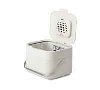Joseph Joseph Intelligent Waste, Stack 4 Kitchen Food Waste Compost Caddy Recycling Bin with Odour Filter, 4 Litre / 1 Gallon - Stone