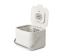 Joseph Joseph Intelligent Waste, Stack 4 Kitchen Food Waste Compost Caddy Recycling Bin with Odour Filter, 4 Litre / 1 Gallon - Stone