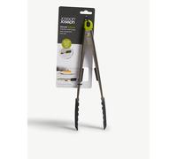12 inch Elevate Stainless Steel Tongs with silicone, heat resistant tips, space saving lockable handle - Grey / Green