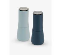 Joseph Joseph Editions Milltop Non-Spill Salt and Pepper Mill Set Refillable with Ceramic Grinding, Blue, set of 2