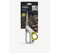 Joseph Joseph PowerGrip - Kitchen Scissors with Integrated Thumb Grip and herb stripper, White/Green, 4