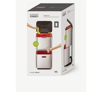 Joseph Joseph Totem Max 60 Litre Waste Separation and Recycling Kitchen Bin with Odour filter and removable food waste caddy, Stone
