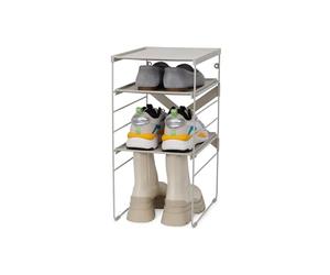 Joseph Joseph Level Adjustable Tier Shoe Rack Organiser, Durable Shelves and Steel Frame, Single, Stores 4 pairs
