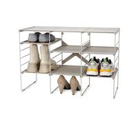 Joseph Joseph Level Adjustable Tier Shoe Rack Organiser, Durable Shelves and Steel Frame, Triple, Stores 12 pairs