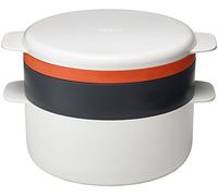 Joseph Joseph M-Cuisine Microwave 4-Piece Stackable Cooking Set, 2 litre cooking pot, steamer, griddle and lid, Orange/Beige