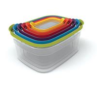 Joseph Joseph MAIN-20786 81009 Nest Plastic Food Storage Containers Set with Lids Airtight Microwave Safe, 12-Piece, 18/8 Stainless Steel, Multicolor