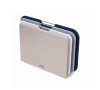 Joseph Joseph Nest 3 Piece Colour coded Chopping Board Set With Storage Stand, Regular - Grey/Blue