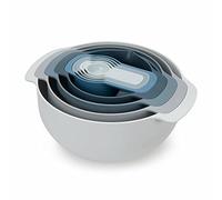 Joseph Joseph Nest 9 Plus, 9 Piece Compact Food Preparation Set with Mixing Bowls, Measuring cups, Sieve and Colander, Blue
