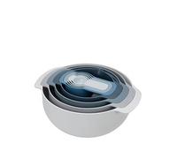 Joseph Joseph Nest 9 Plus, 9 Piece Compact Food Preparation Set with Mixing Bowls, Measuring cups, Sieve and Colander, Blue
