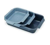 Joseph Joseph Nest Set of 3 Stackable Oven Trays, Carbon Steel Roasting Tins with Non-Stock Coating, Easy-Pull Handles, Organised Kitchen Facility, 41Cm X 30Cm X 9.6Cm - Blue