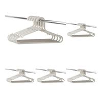 Joseph Joseph Orderly Set of 5 Recycled Plastic Anti-tangle Clothes Hangers, with Oversized Hooks and Non-slip Grips, Ecru (Pack of 5)
