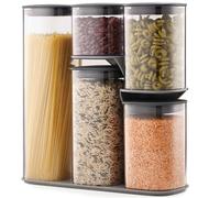 Joseph Joseph Podium 5 Piece Storage Jar Set With Stand Non-Slip Feet Grey