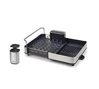 Joseph Joseph Rethink Your Sink - 2-piece Sink Organisation Set, Stainless Steel, Extendable Dish Drainer Rack with Draining Spout and Chopping Board Rail, includes Hygienic Soap Dispenser
