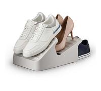 Joseph Joseph Shoe-In - 2-Tier Space-saving Shoe Rack Organiser, holds up to 3 pairs, Compact- Ecru
