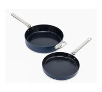 Joseph Joseph Space Folding Handle Non-Stick Frying Pans, Set of 2, Navy