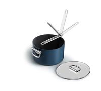 Joseph Joseph Space 23cm Non-Stick Saucepan with Lid, Folding Handle, Space-Saving Induction & Oven Safe Ceramic Pot