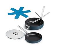 Joseph Joseph Space 3-Piece Nonstick Cookware Set with Folding Handles, Ceramic Coating, Oven & Induction Safe