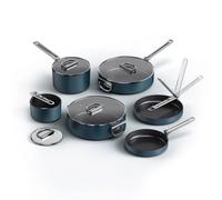 Joseph Joseph Space 6pc Ceramic Non Stick Pan Set Folding Handle Blue - 45086