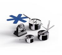 Joseph Joseph Space Steel 3 Piece Stainless Steel Saucepan Set with Folding Handles, 3-Ply Induction Pans, Space Saving Nesting Design
