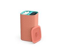 Joseph Joseph Tota Pop - 60-litre Laundry Separation Basket with lid, 2 Removable Washing Bags with Handles, Coral/Green